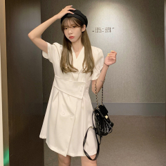 Real price real shot ~ Korean version of commuter versatile light familiar style design feeling shows thin high waist suit dress