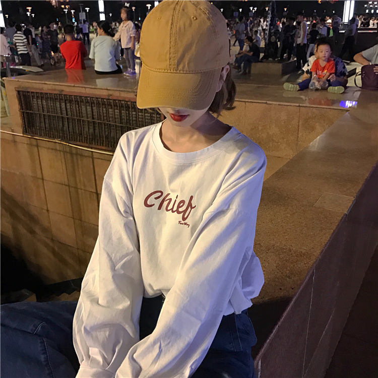 Real Price ~To Detect the New Loose and Slim Letter Printed Sleeve Blouse in Early Autumn