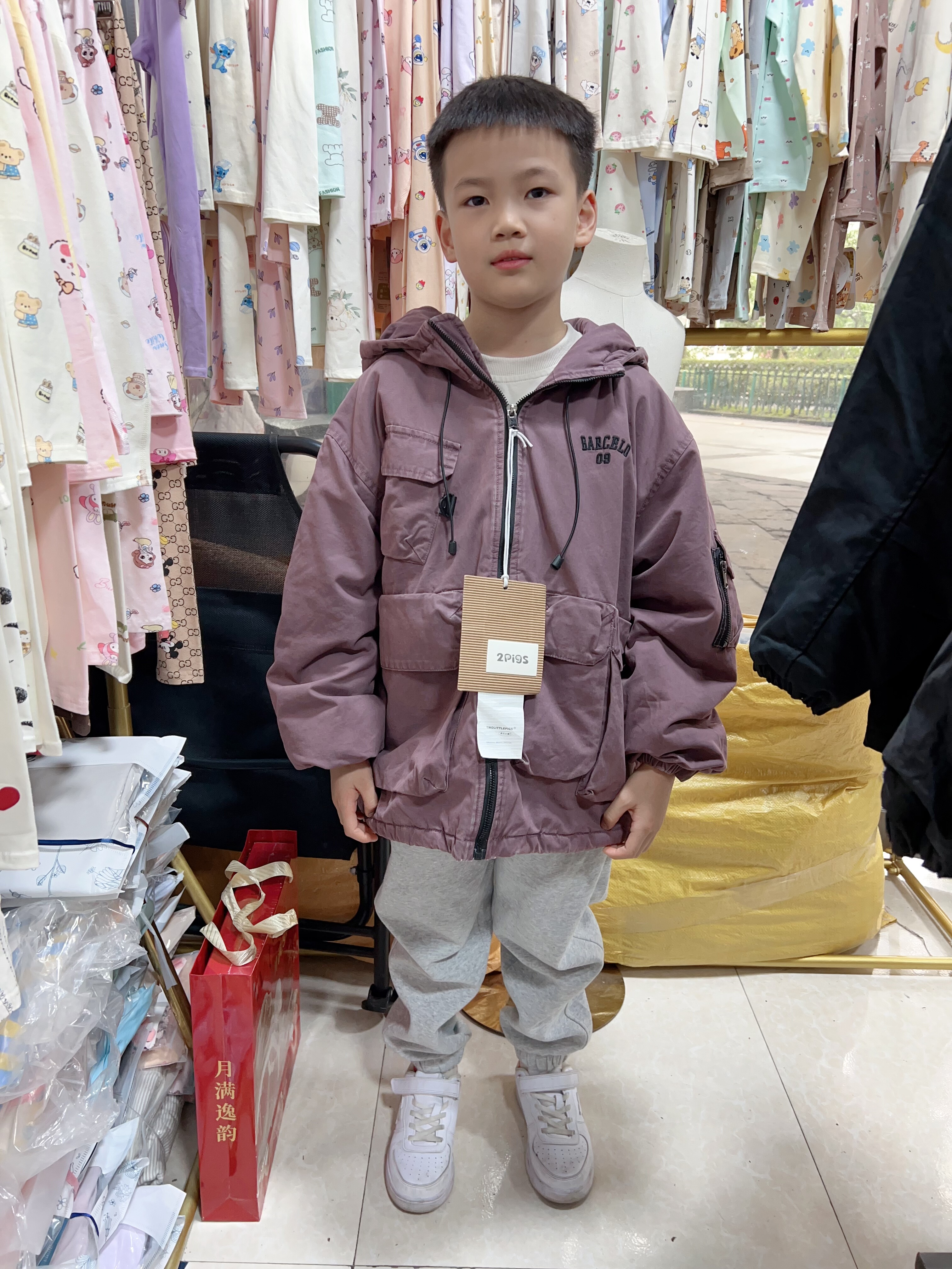 2025壮壮虎两只小猪男女童戴帽二棉棉布外套休闲潮款120码偏大