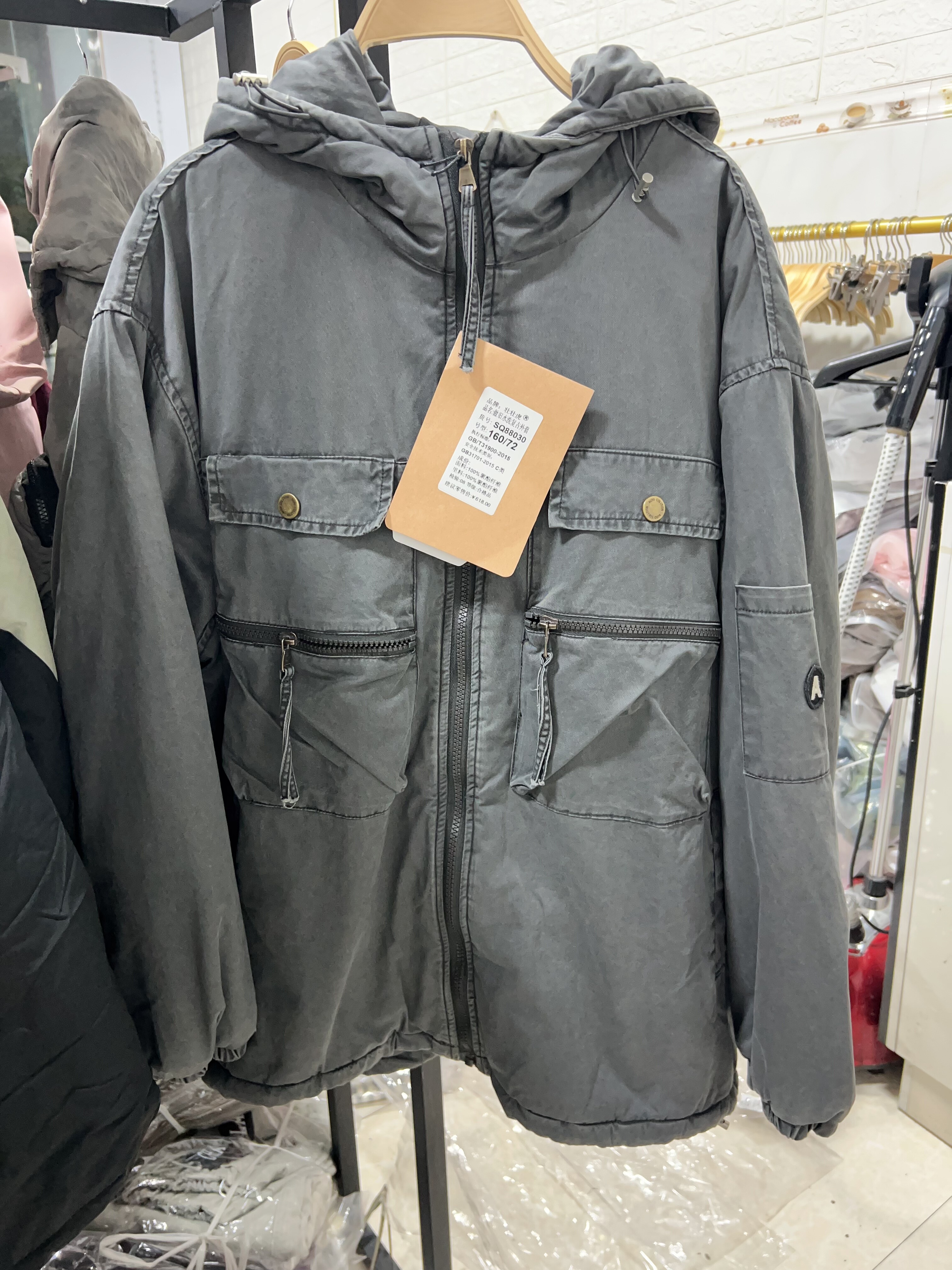 2025壮壮虎男女童戴帽二棉工装风休闲棉布外套潮160码