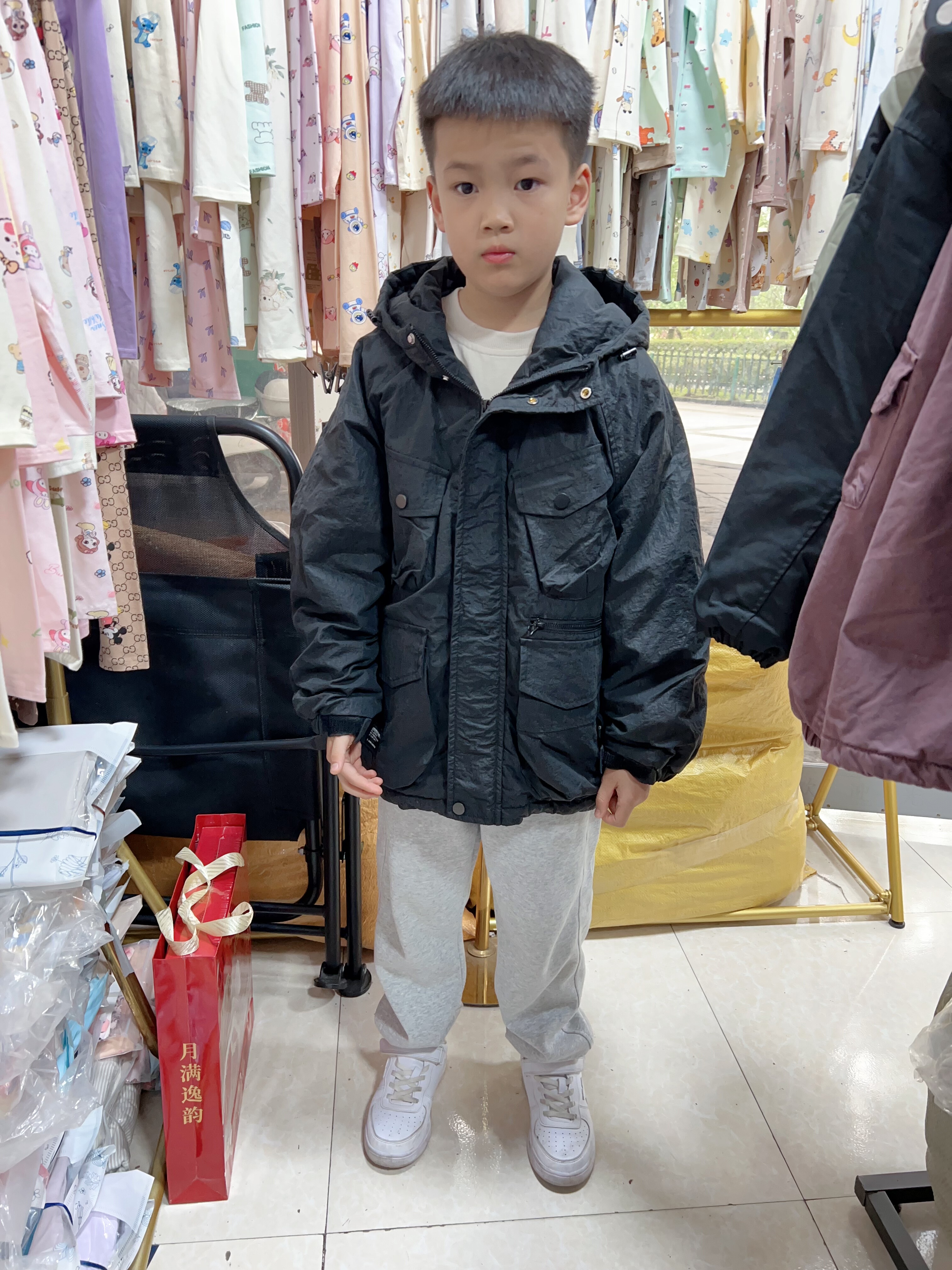 2025壮壮虎两只小猪男女童戴帽工装休闲二棉外套潮120码