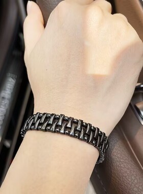 【正品】天然黑胆石磁石手链太赫兹手链时尚磁疗手链能量石手环