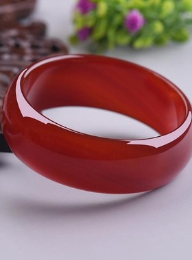 天然正品玉镯子巴西红玛瑙手镯