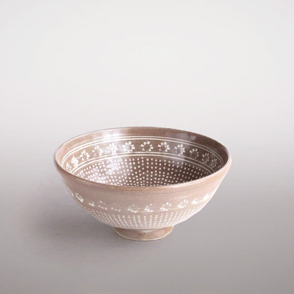 濑户烧 三岛手 陶艺家 粉引 剃花纹样 饭碗 怀石道具 日本茶碗