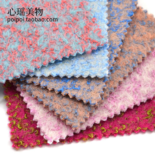 棕色圈圈呢样布组 驼色秋冬毛呢毛料小样 30%羊毛25%腈纶45%涤纶