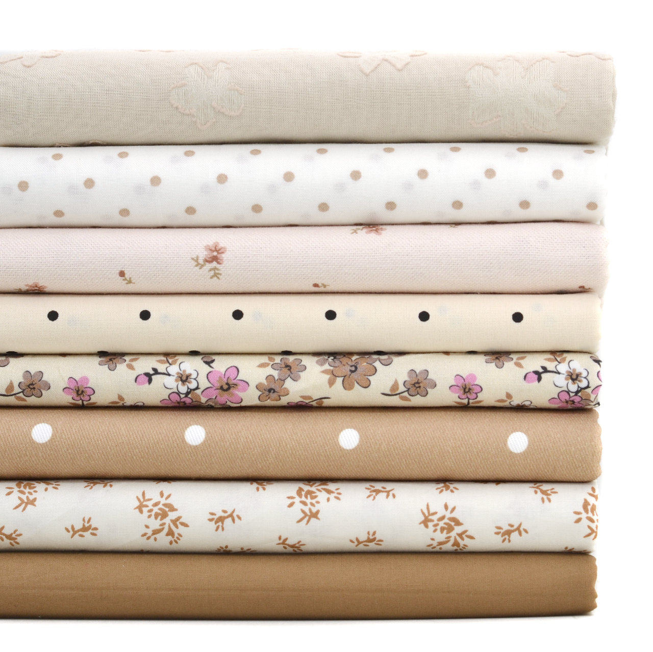 12*12cm奶咖棕色系小样布组 碎花波点衬衫布料 娃衣手工DIY面料