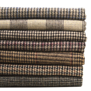 复古英伦毛料格子布料 手作DIY毛呢样布 法兰呢千鸟格面料小样