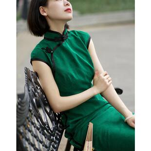 忆往事*三重门中国风40姆米绢纺香云纱修身真丝日常可穿旗袍女士