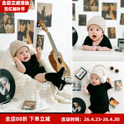 儿童摄影新款简约小小歌迷主题照