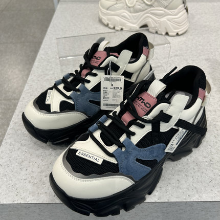 女鞋2024年春季热风新款增高拼色运动休闲鞋厚底老爹鞋女H42W4103