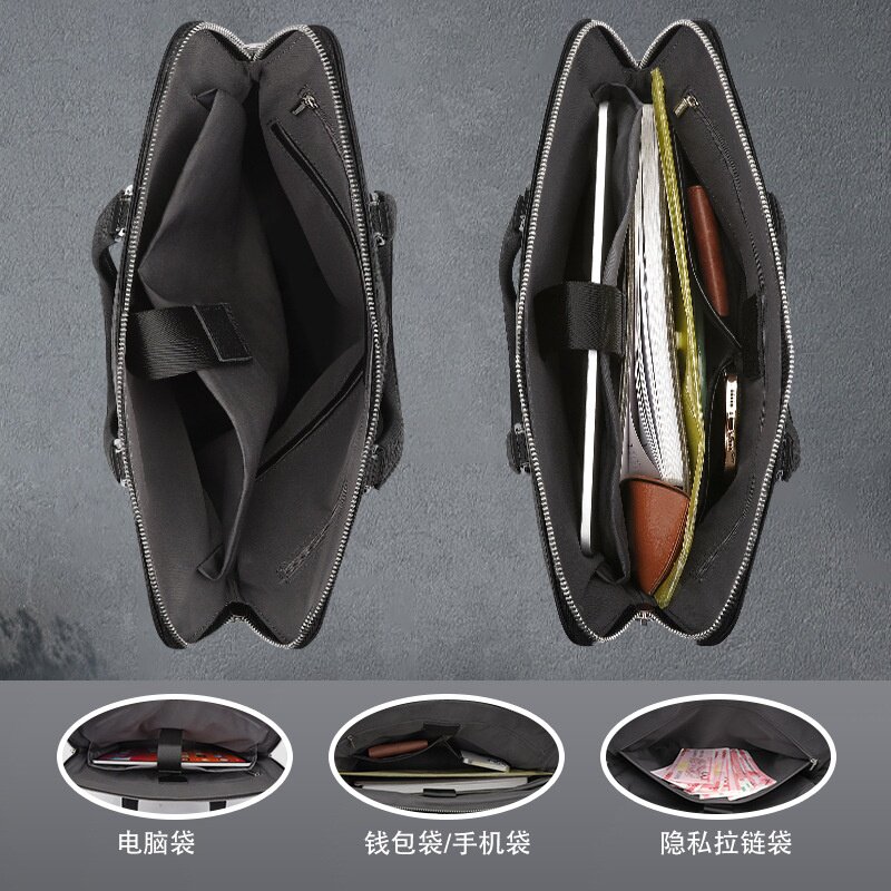 旅行通勤佳美达商务公文包男真皮休闲14寸电脑包大容量头层牛皮