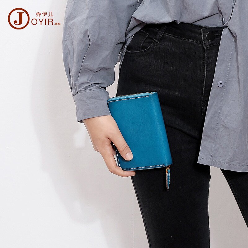 秋冬植鞣皮风琴卡包卡片大容量多卡位耐磨真皮女士复古短款钱包夹