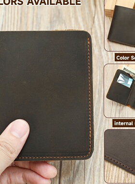 秋冬MASIWEI疯马皮复古薄款钱包 薄款男士钱夹美金钞票夹真皮