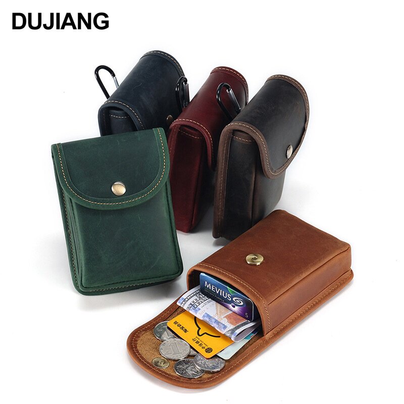 秋冬新款男士腰包户外运动穿皮带真皮腰间包疯马皮耐磨小挂包收纳