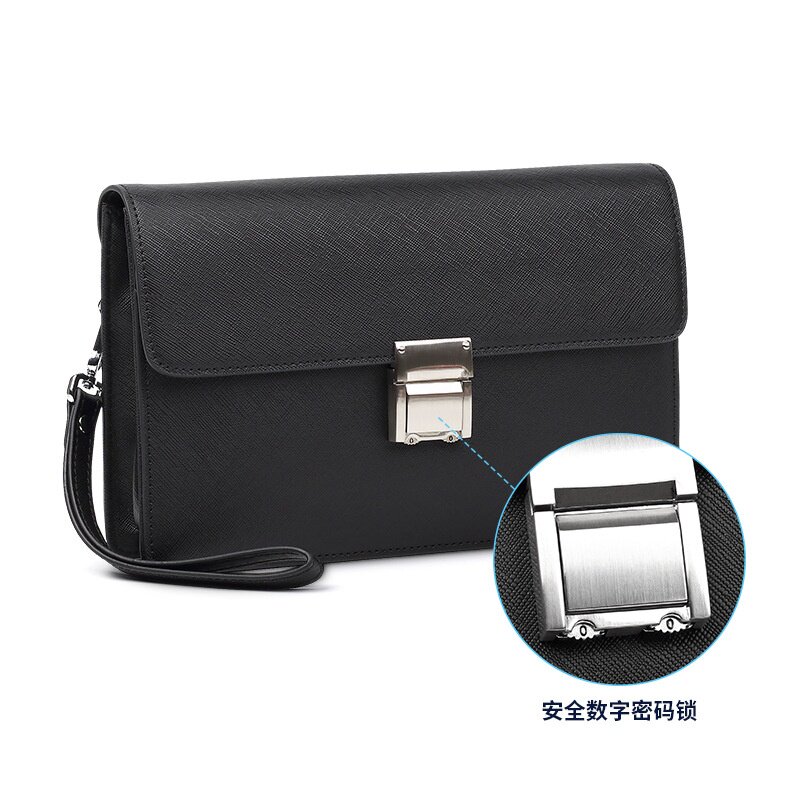 秋冬男式手包男真皮密码锁感手拿包男款商务大容量男士手抓男包