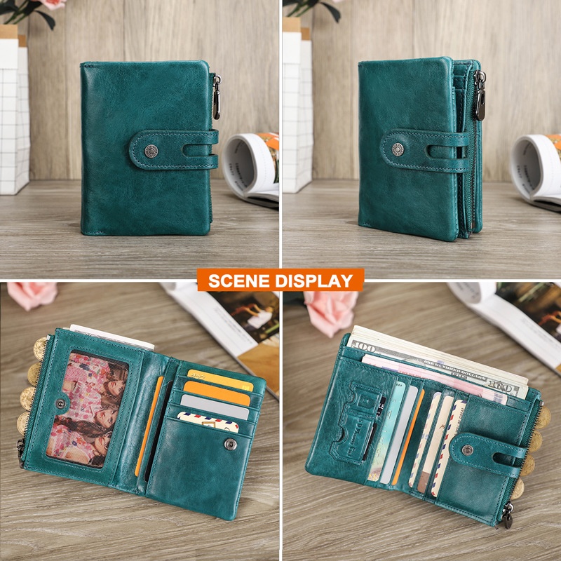 秋冬黑天使可放airtag防丢追踪器牛皮男士钱包RFID防盗刷三折搭扣