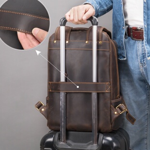 出走双肩背包大容量 商务休闲真皮男士 2026新款 真牛皮双肩包男士