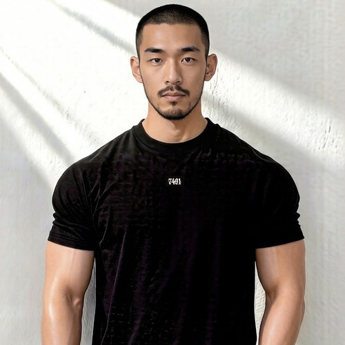 弹力棉新版修身显壮休闲T恤
