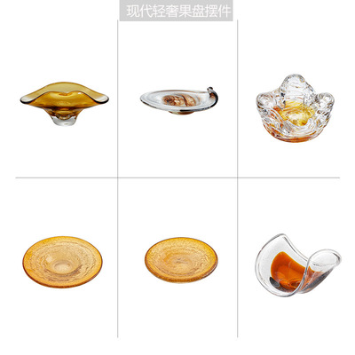 样板间售楼处现代轻奢高端西餐厅酒店大堂餐厅桌面果盘玻璃器皿品