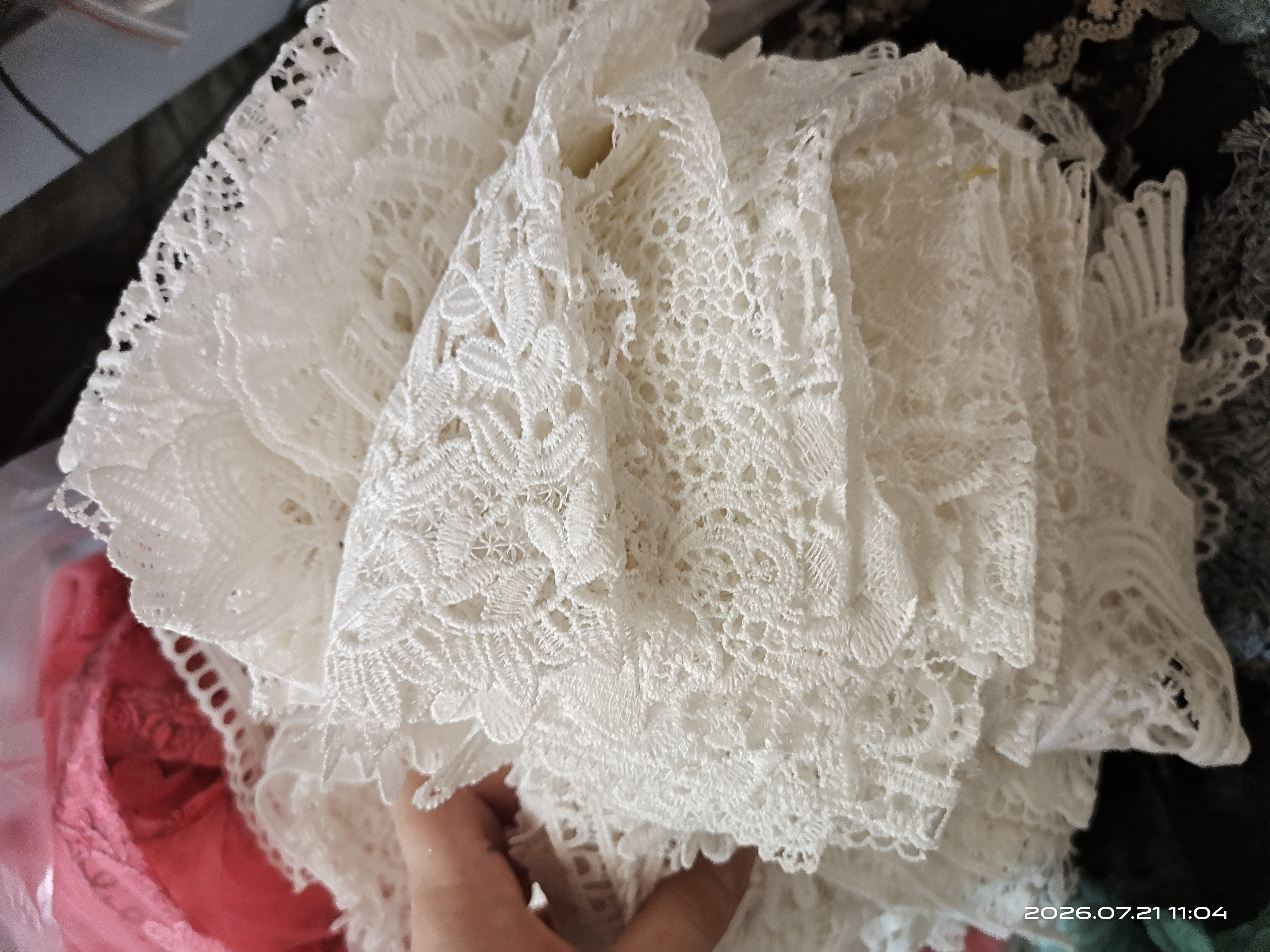 样品50CM白色水溶蕾丝花边辅料手工DIY发饰布艺小物件装饰930克