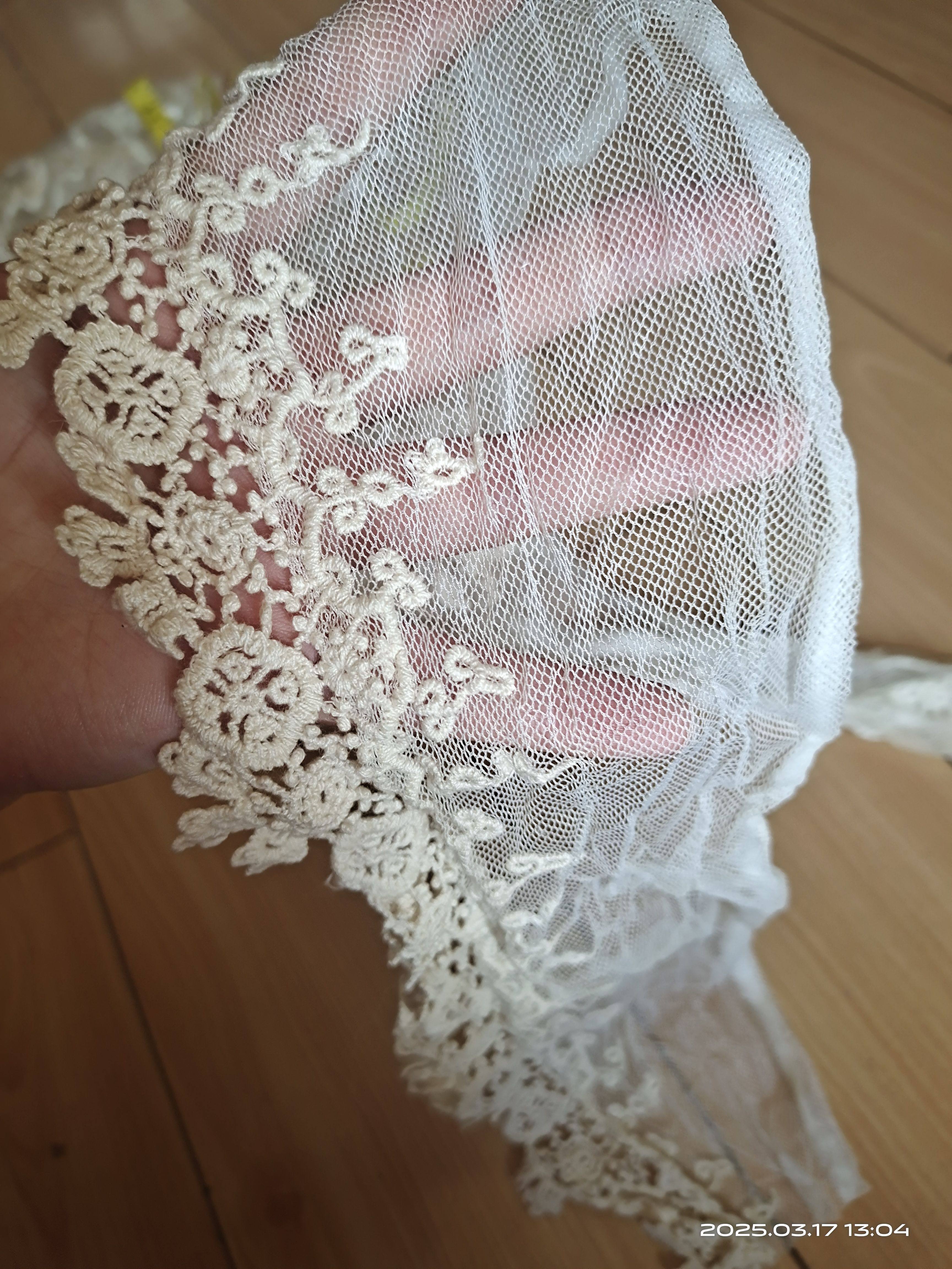 碎花花杏色单边网纱棉线刺绣花边服饰辅料裙装娃衣发饰称斤一斤
