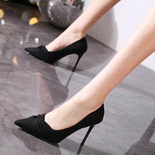 浅口单鞋 法式 尖头细跟9cm性感百搭时尚 女2025春夏新款 气质高跟鞋