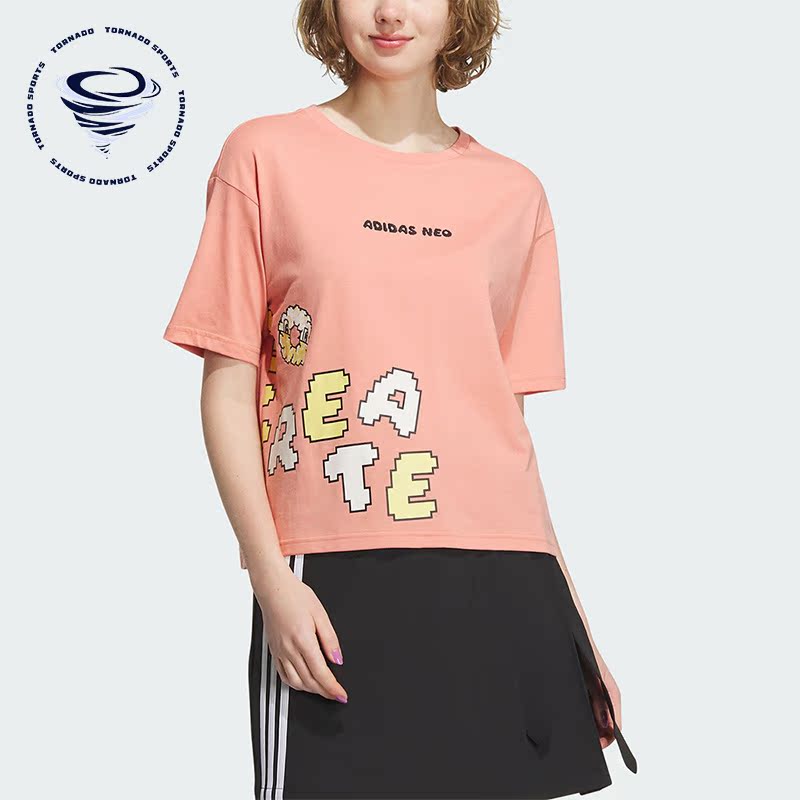 Adidas/阿迪达斯正品W VBE TEE 1卡通印花女子运动短袖IK5152