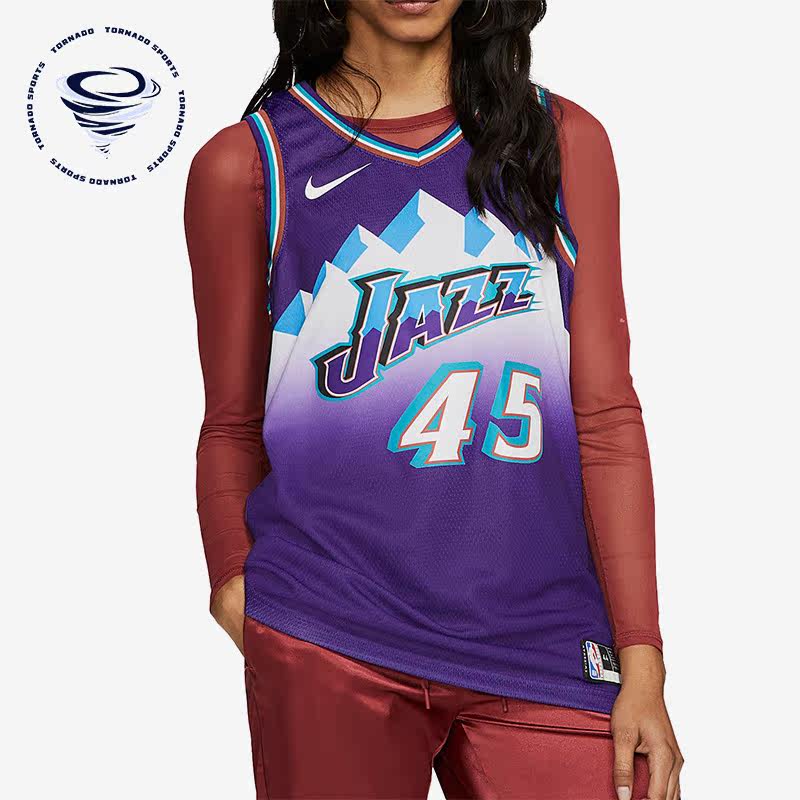 Nike/耐克正品米切尔爵士队45号男子运动篮球衣AV4517-504