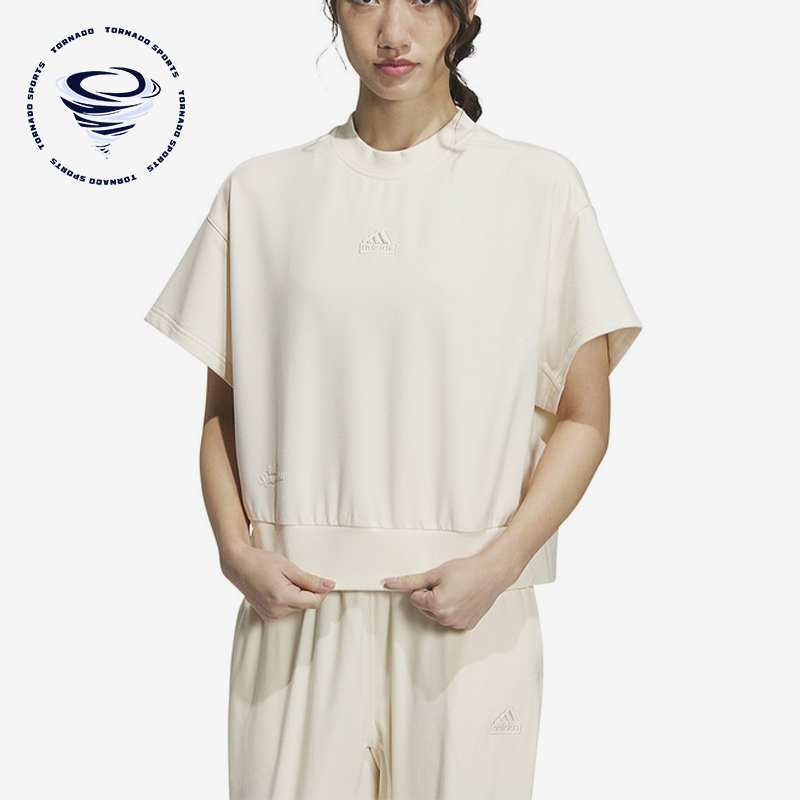 阿迪达斯女士宽松运动休闲短袖