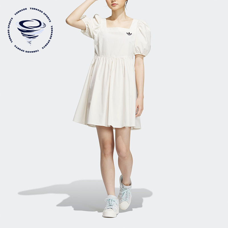 Adidas/阿迪达斯正品三叶草新款女子运动灯笼袖连衣裙IP1772