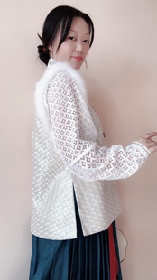 秋冬款明制洒金比甲 圆领方领可定制 圈兔毛无袖马甲马夹