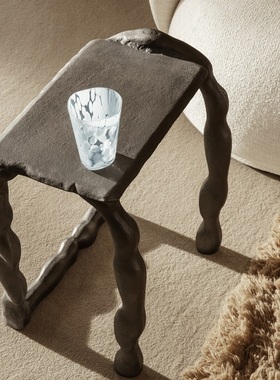 丹麦ferm living Rotben北欧风设计坐凳椅金属边几玄关黑色茶几