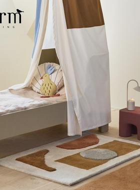 丹麦ferm LIVING Bloco Tufted Rug羊毛地毯地垫拼色图案几何北欧