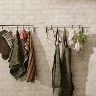 现货 丹麦ferm living北欧黄铜厨房置物架壁挂式收纳架墙壁挂架