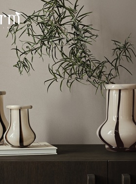 现货丹麦ferm LIVING Riban Vase玻璃花瓶花器 桌面装饰摆件 北欧