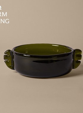 丹麦ferm LIVING Alas系列装饰碗口吹玻璃果盘果篮艺术摆件