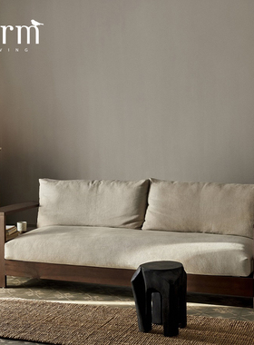新品 丹麦ferm LIVING Edre北欧实木沙发布艺小户型亚麻新中式