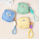 日系棉布格子姨妈巾收纳包卫生棉便携随身月事包多功能收纳小方包