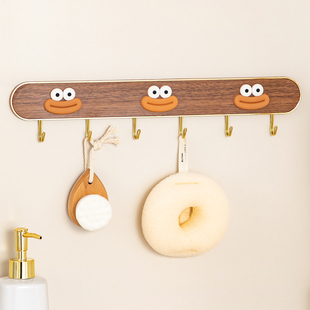 免打孔仿木纹挂钩一排玄关壁挂钥匙收纳厨房浴室卫生间门后粘钩