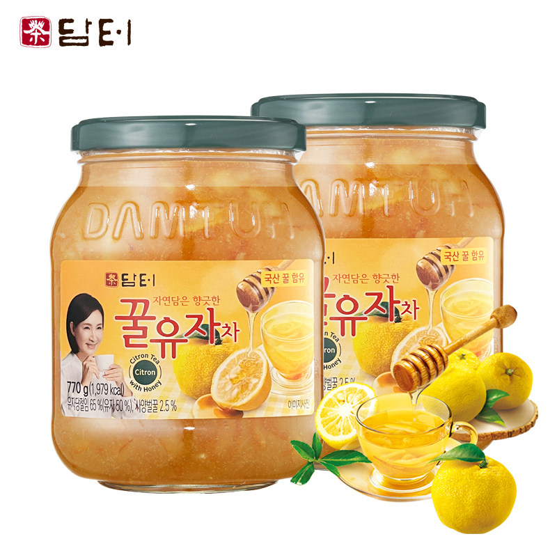 丹特牌蜂蜜柚子茶果酱果味茶冲饮韩国进口(770g×2瓶)瓶装