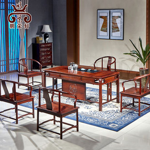 明荣轩红木家具东非酸枝新中式茶台功夫茶几仿古茶桌泡茶桌椅组合
