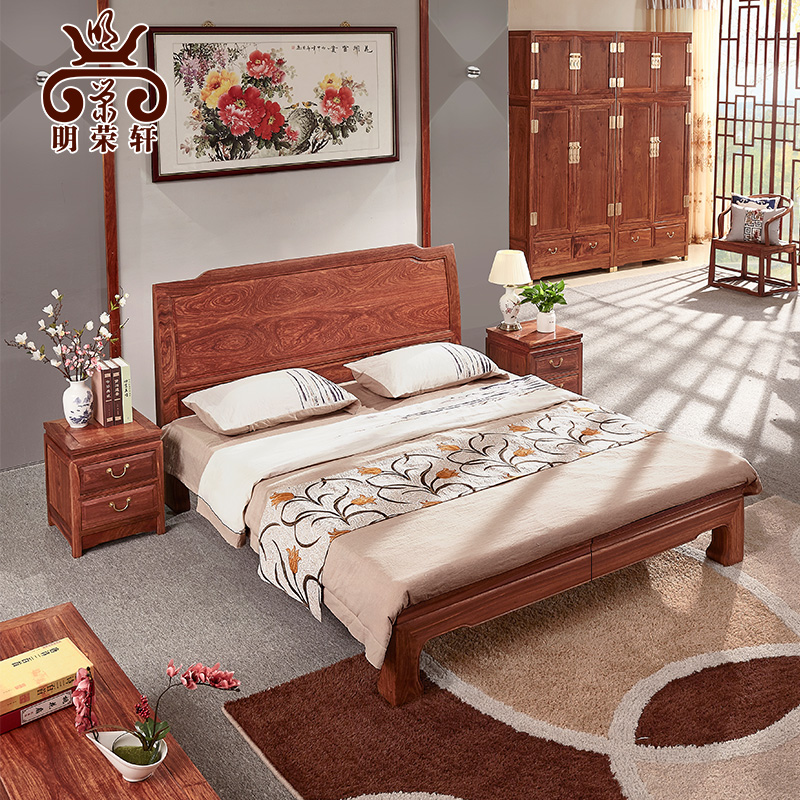 红木刺猬紫檀中式双人床