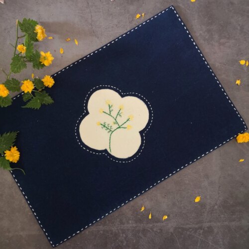 手工中式风刺绣老土布茶垫隔热