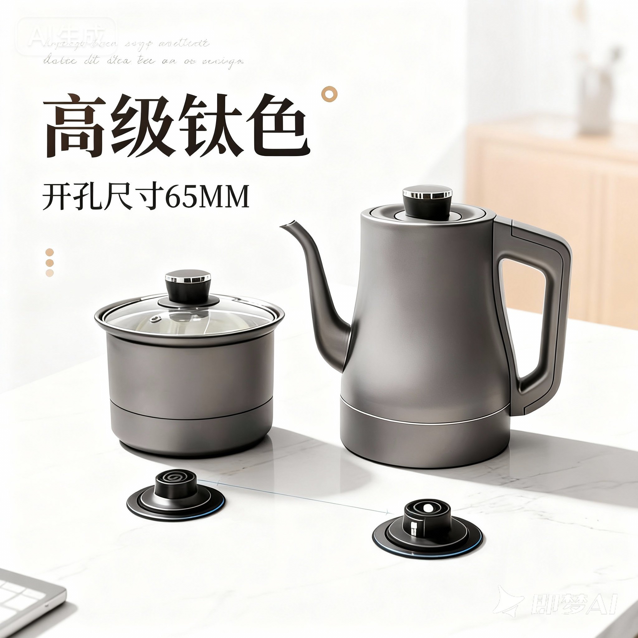 新款热卖自动上水电热水壶双孔岩板茶桌暗装内嵌入式茶台烧水茶炉