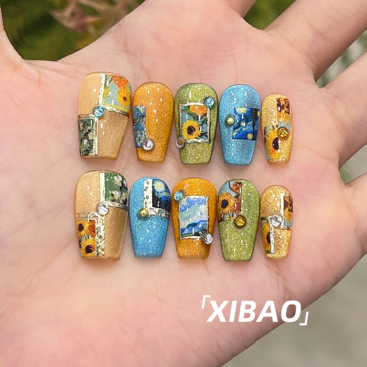 纯手工制作高端气质油画美甲