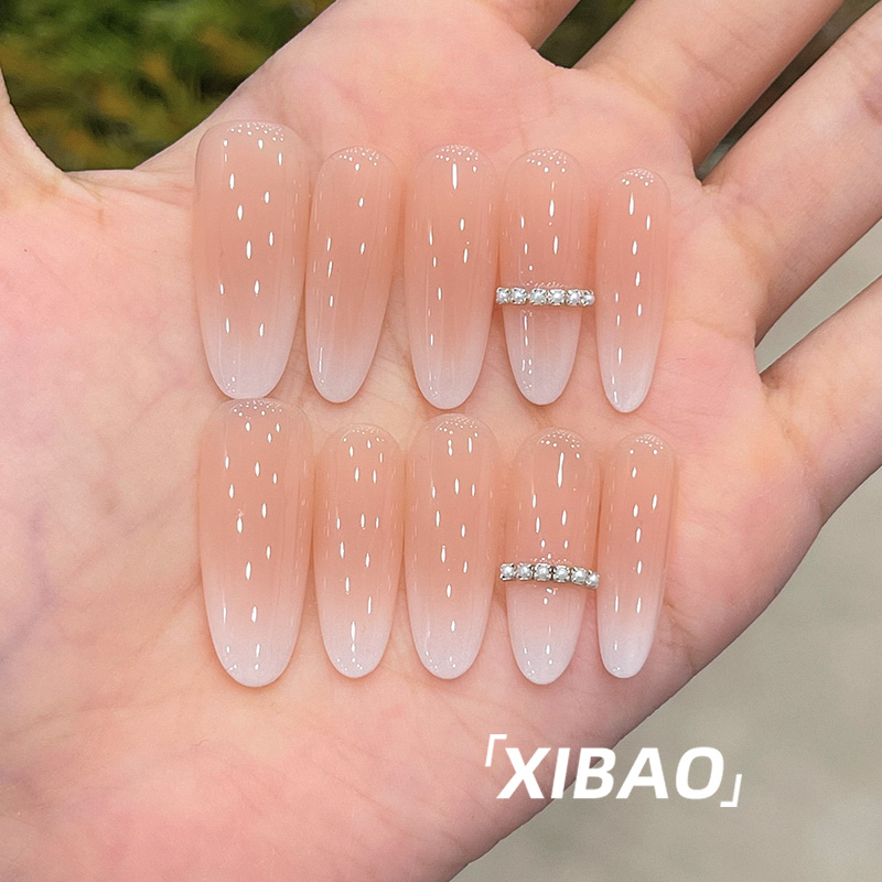 美甲穿戴甲中长款高级感绝美裸色婚甲2025新款手工穿戴式指甲贴片