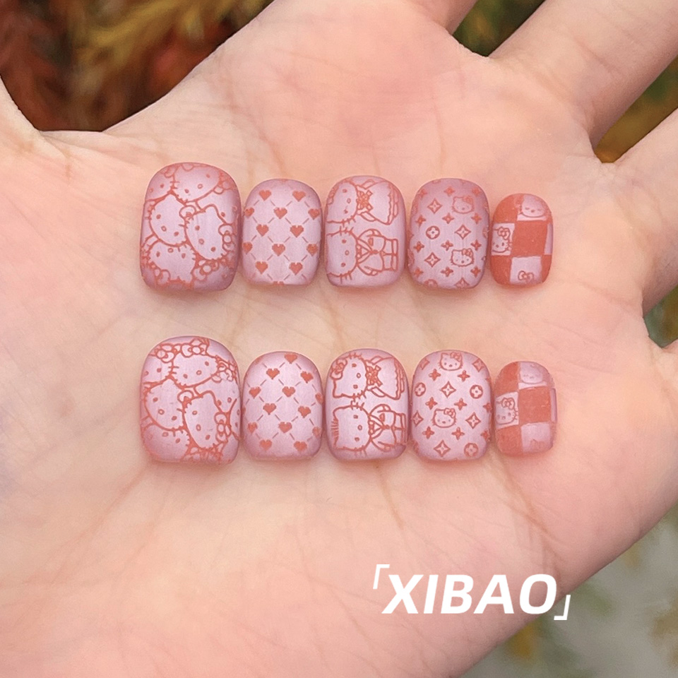 纯手工粉色hellokitty穿戴甲