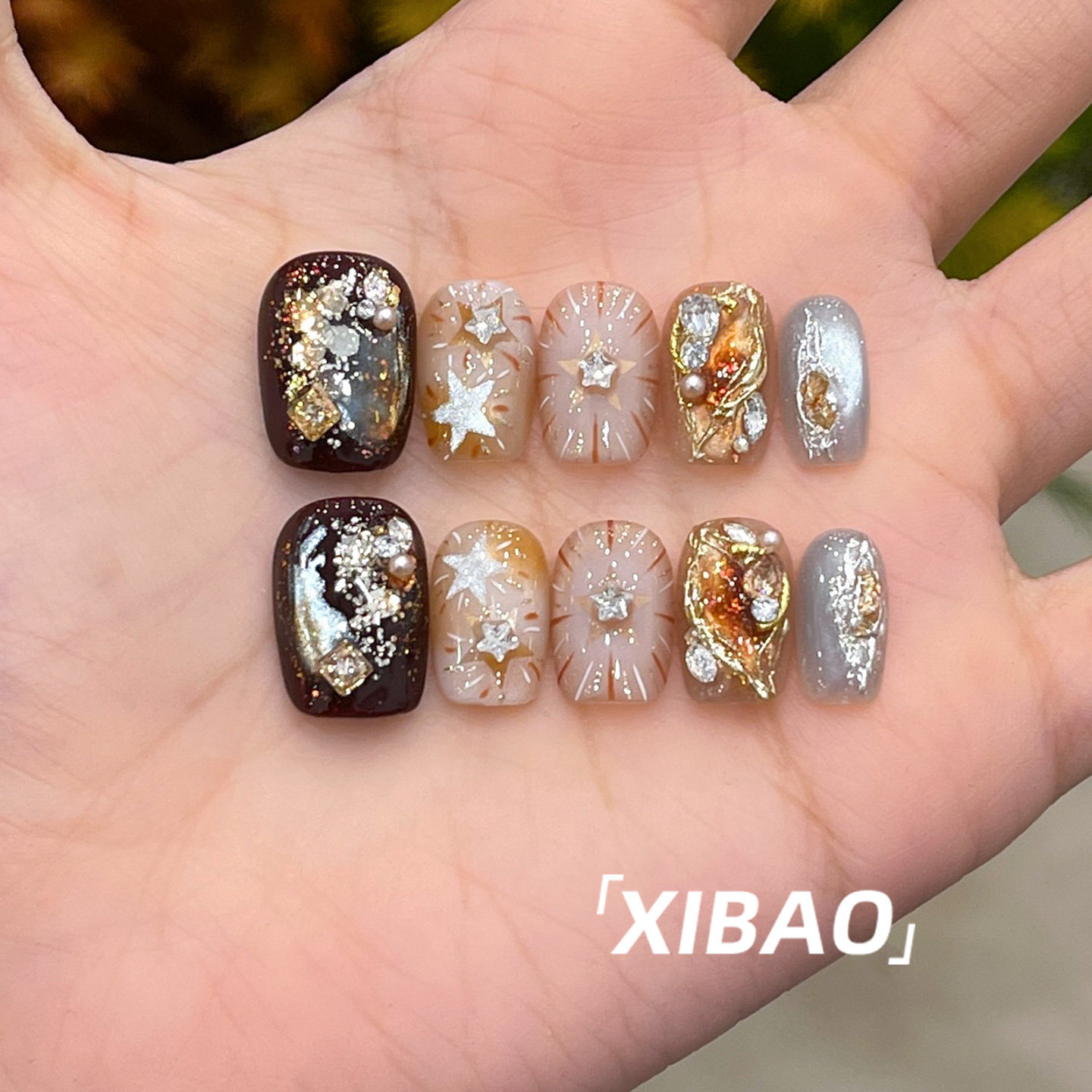 重工穿戴甲秋冬高级感短款猫眼指甲贴片2025新款手工绝美穿戴美甲,彩妆/香水/美妆工具,穿戴甲/甲片,淘宝优惠券,粉丝福利购,淘宝优惠卷