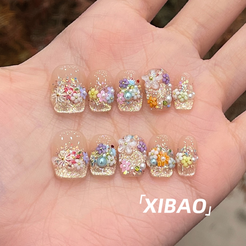 重工穿戴甲2025新款高级感短款穿戴式美甲纯手工精致法式指甲贴片