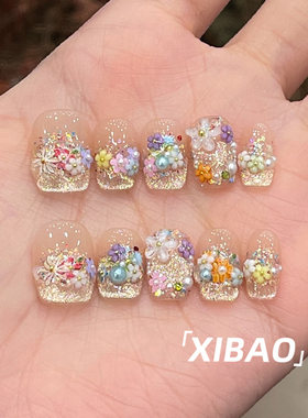 重工穿戴甲2026新款高级感短款穿戴式美甲纯手工精致法式指甲贴片